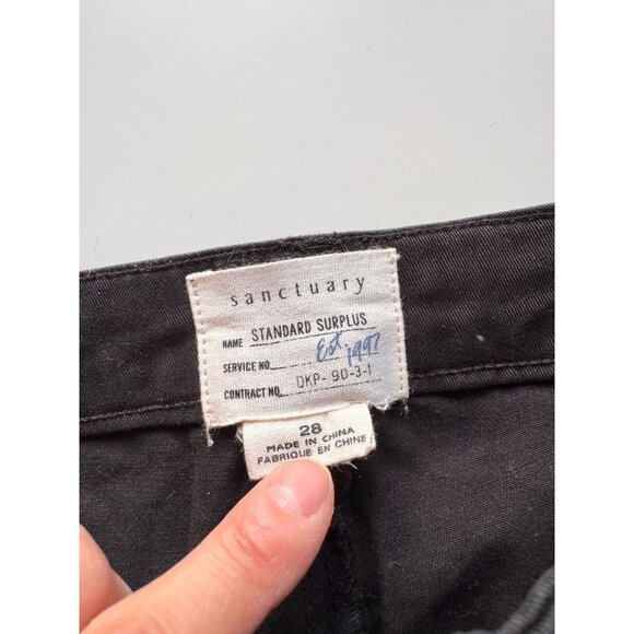 SANCTUARY Peace Crop Black Cotton Twill Mid Rise Straight Chino Pants, Size 28 - Picture 9 of 14